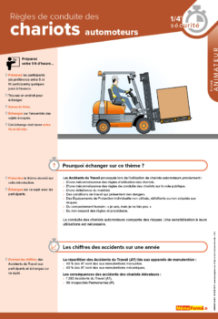 Fiches quart heure sécurité " Règles de conduite des chariots automoteurs "