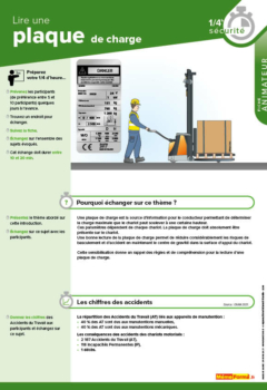 Fiches quart heure sécurité " Lire une plaque de charge "