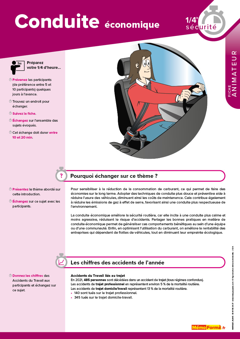 Les fiches quart d’heure sécurité MémoForma