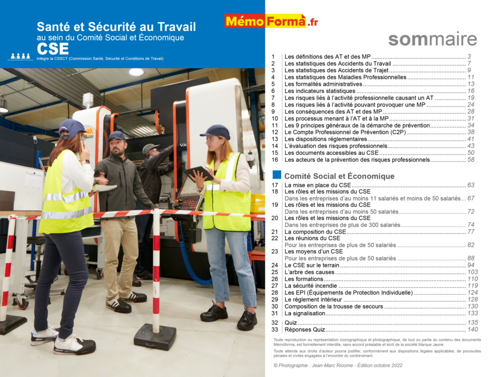 Support formateur – Santé et Sécurité au Travail au sein du CSE (Comité Économique et Social) intègre la CSSCT - MémoForma.fr