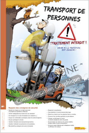 Poster cariste : Transport de personnes Interdit 40x60