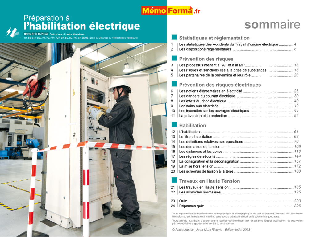 Programme détaillé de Formation préparatoire à l'habilitation électrique  niveau BR - Forma3Delec