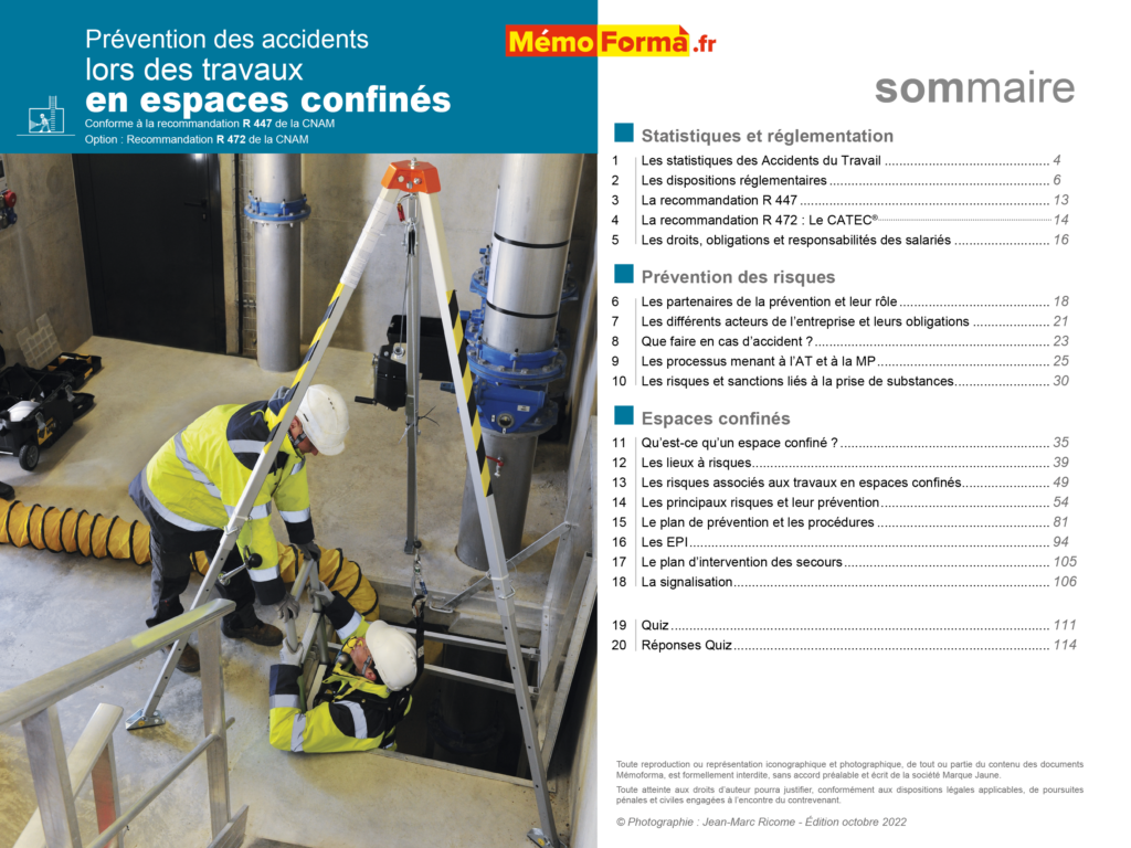 Support formateur – Prévention des accidents lors des travaux en espaces confinés - MémoForma.fr